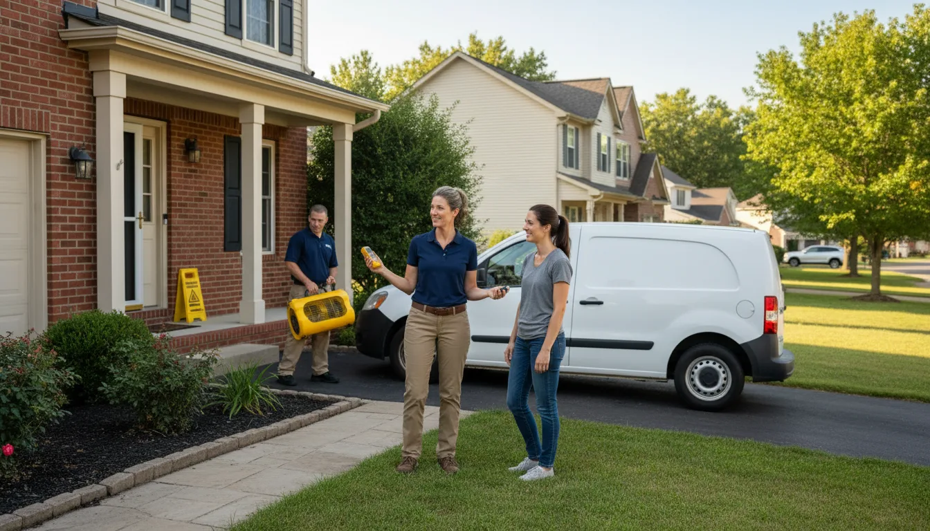 Residential water damage restoration in New Baden, IL
